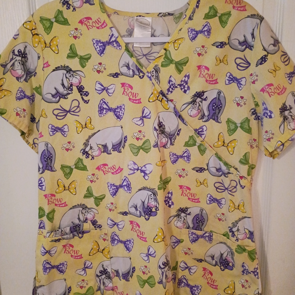 Disney Yellow Tee with Eeyore and Bow Patterns